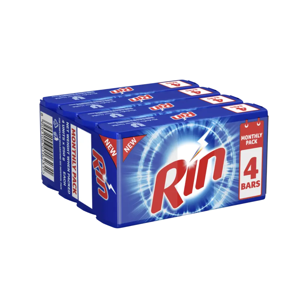 Rin Advanced Detergent Bar 250g (Pack of 4)