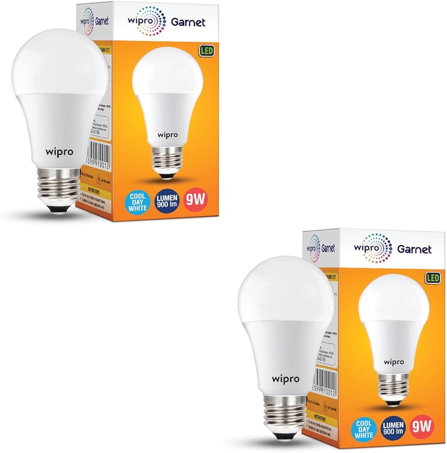 Wipro 9W LED Bulb Cool White (Pack of 2)