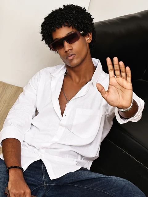 Provogue Men's Linen Shirt White L